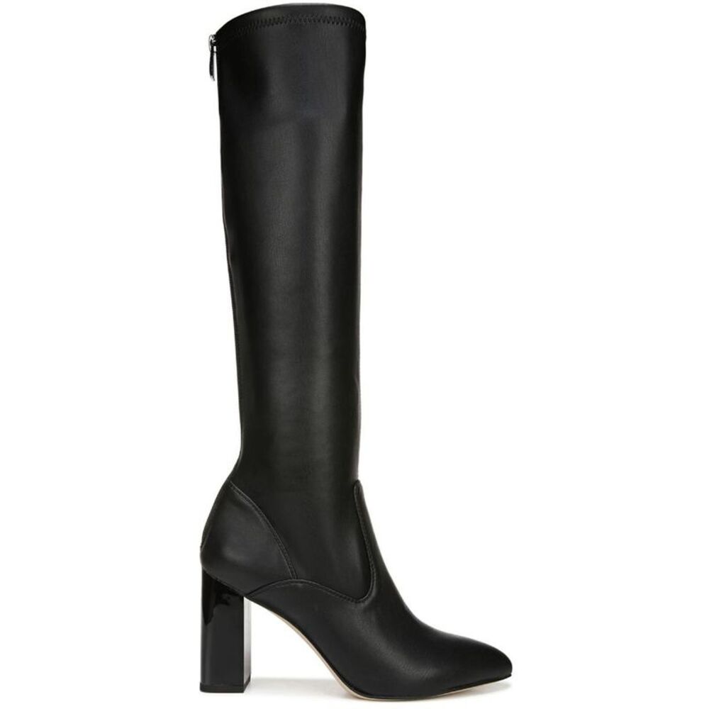 Franco Sarto Womens Katherine Black Faux Leather Knee-High Boots Shoes